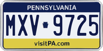 PA license plate MXV9725