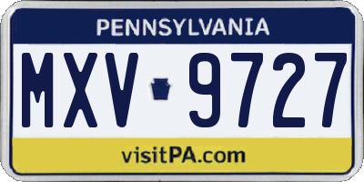 PA license plate MXV9727