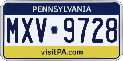 PA license plate MXV9728