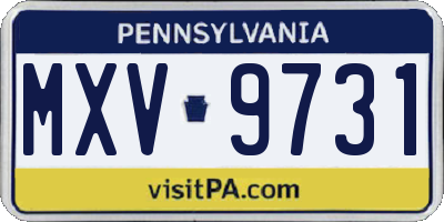 PA license plate MXV9731