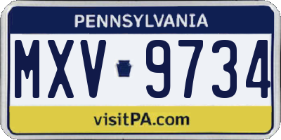 PA license plate MXV9734