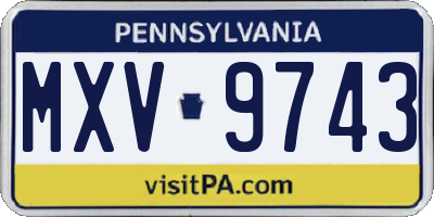 PA license plate MXV9743