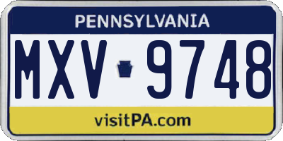 PA license plate MXV9748