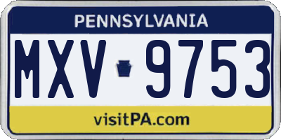 PA license plate MXV9753