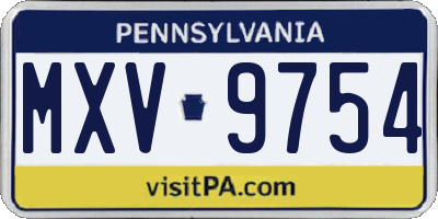 PA license plate MXV9754