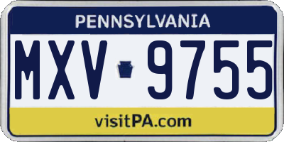 PA license plate MXV9755