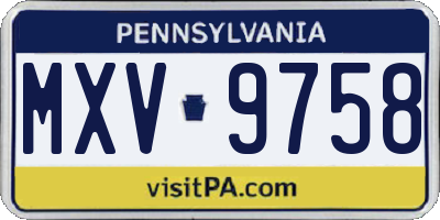 PA license plate MXV9758