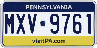 PA license plate MXV9761