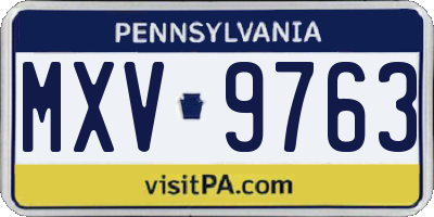 PA license plate MXV9763