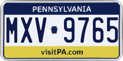 PA license plate MXV9765