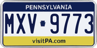 PA license plate MXV9773