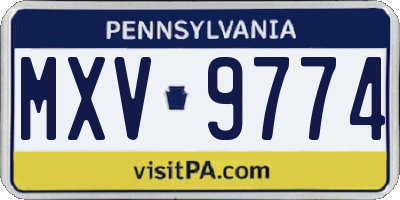 PA license plate MXV9774