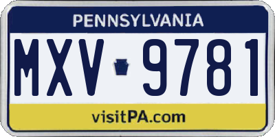 PA license plate MXV9781