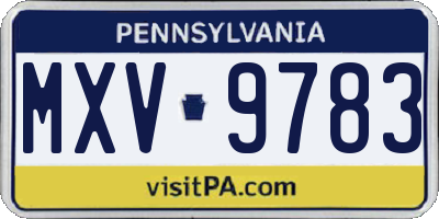 PA license plate MXV9783