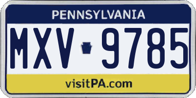 PA license plate MXV9785
