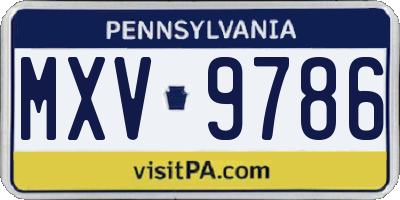 PA license plate MXV9786