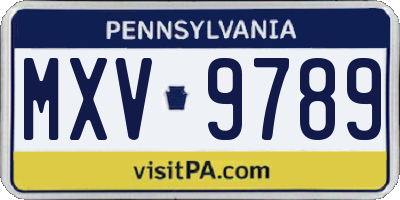 PA license plate MXV9789