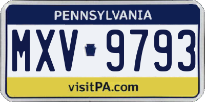 PA license plate MXV9793
