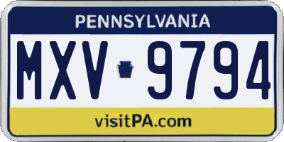 PA license plate MXV9794