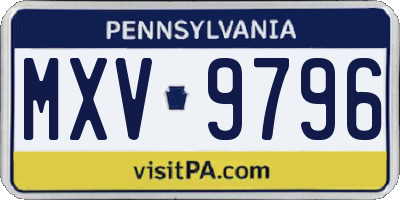 PA license plate MXV9796