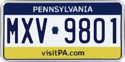 PA license plate MXV9801