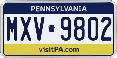 PA license plate MXV9802