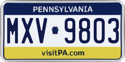 PA license plate MXV9803