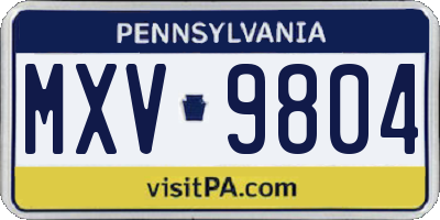 PA license plate MXV9804