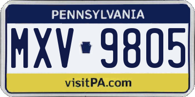 PA license plate MXV9805