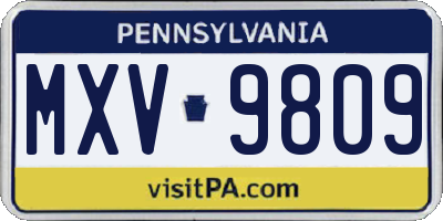 PA license plate MXV9809