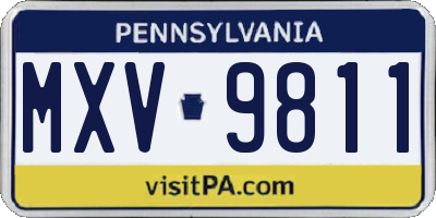 PA license plate MXV9811