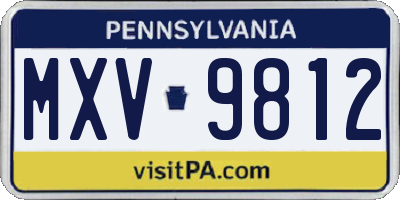 PA license plate MXV9812
