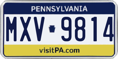 PA license plate MXV9814