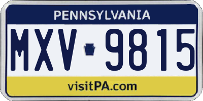PA license plate MXV9815
