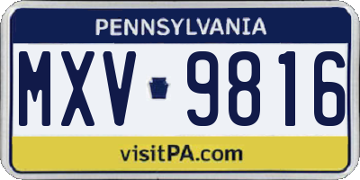PA license plate MXV9816