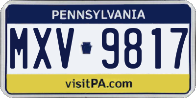 PA license plate MXV9817