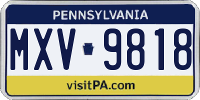 PA license plate MXV9818