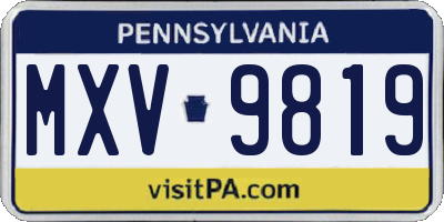 PA license plate MXV9819