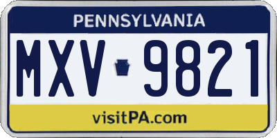 PA license plate MXV9821