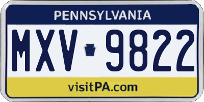 PA license plate MXV9822