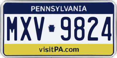 PA license plate MXV9824