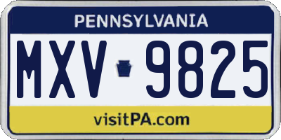 PA license plate MXV9825