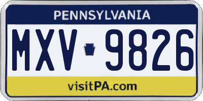PA license plate MXV9826