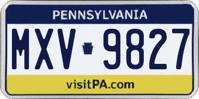 PA license plate MXV9827
