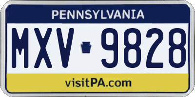 PA license plate MXV9828