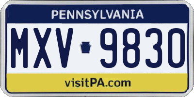 PA license plate MXV9830
