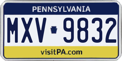 PA license plate MXV9832