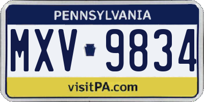 PA license plate MXV9834