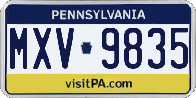 PA license plate MXV9835