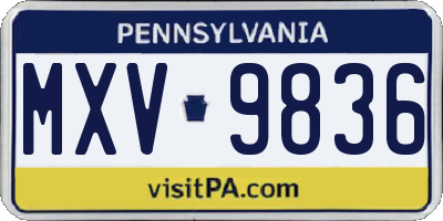 PA license plate MXV9836
